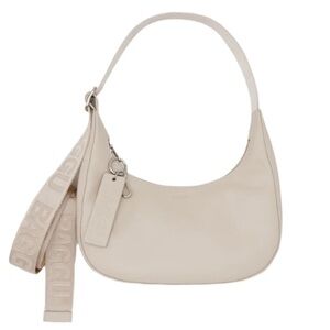 BAGGU Small Recycled Leather Crescent Bag- Stone, Cream Off White